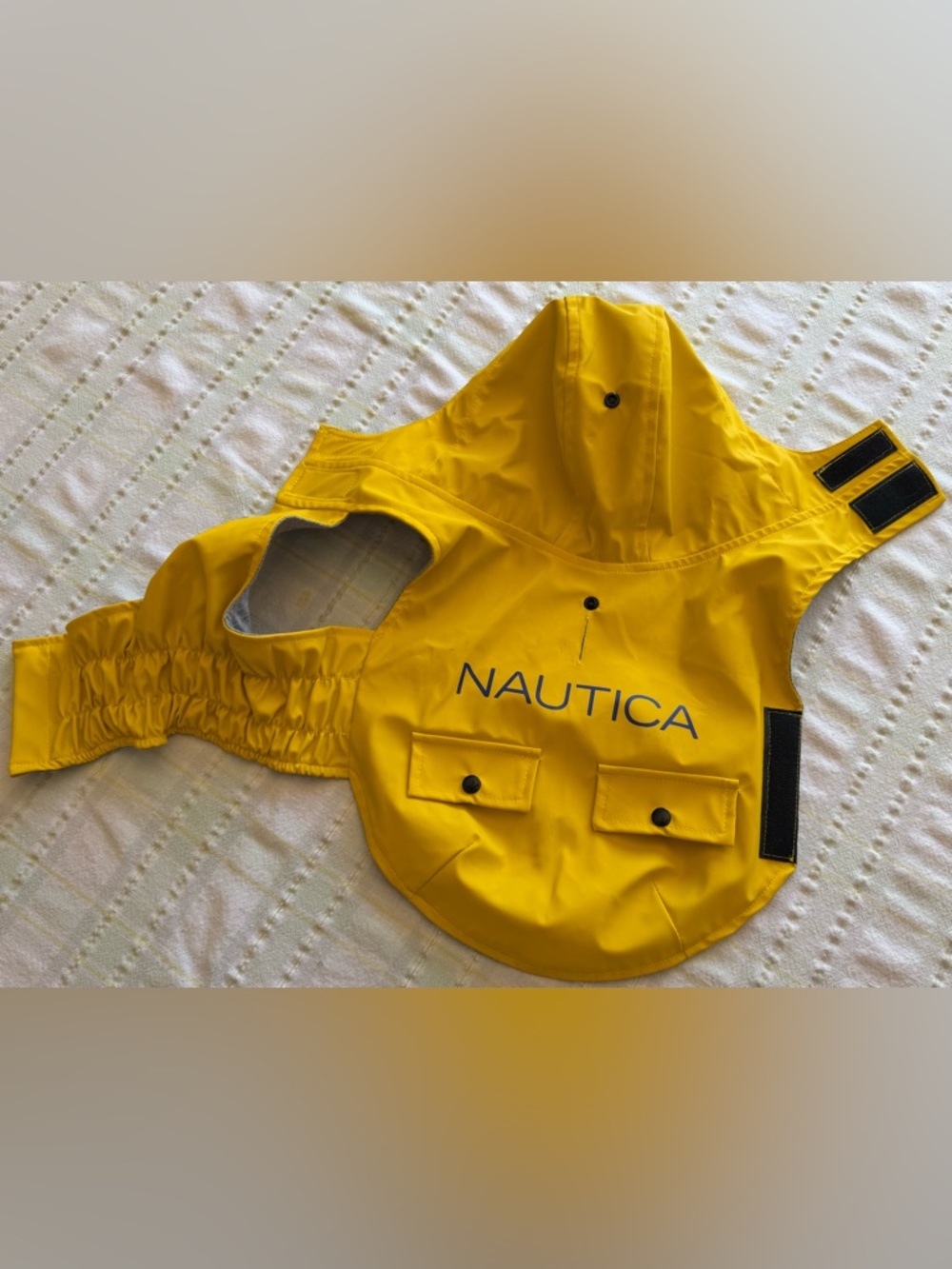 Nautica Yellow Hooded Rain Shell with Front Flap Pockets